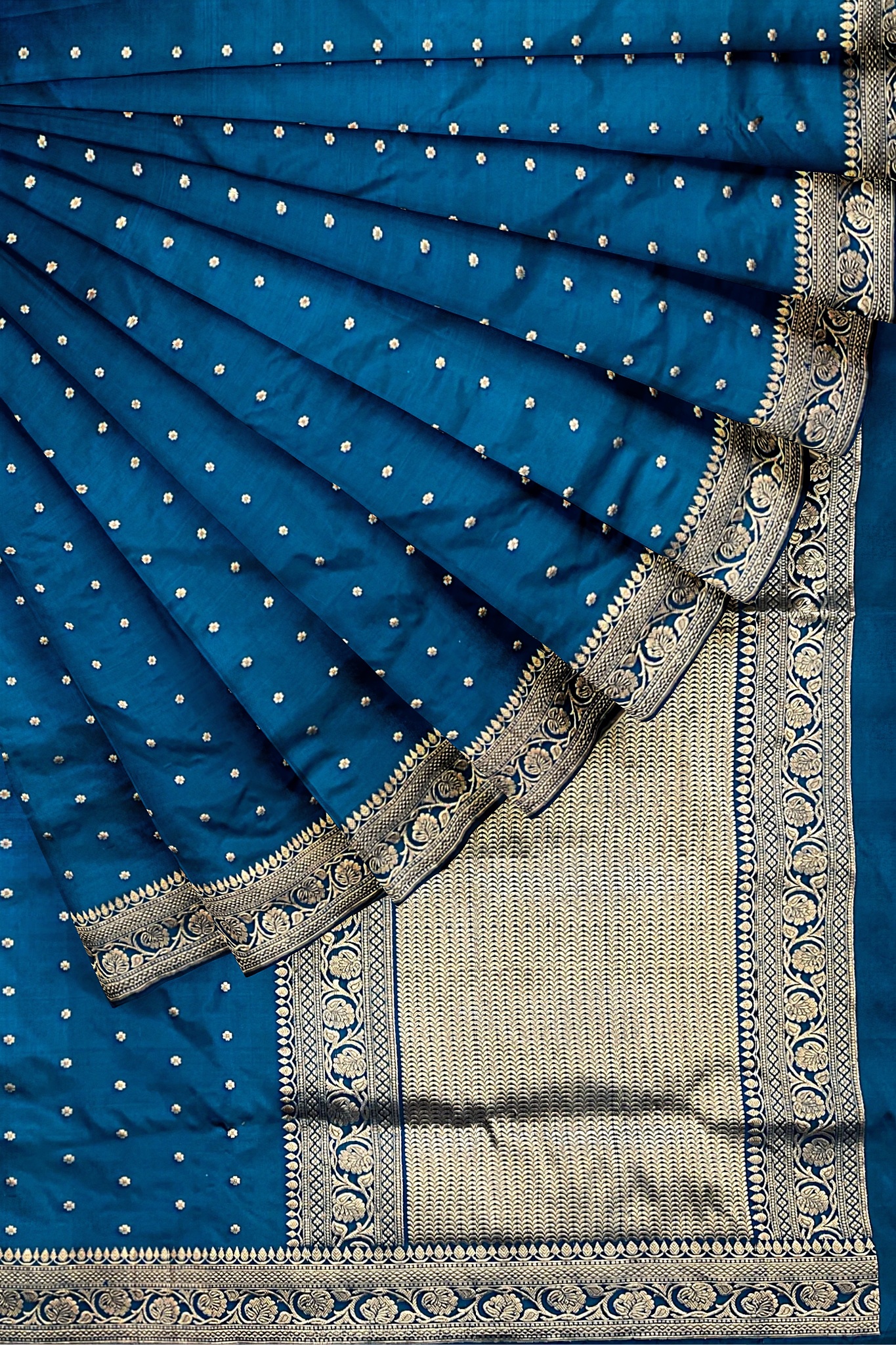 Blue Katan Silk Handloom Banarasi Saree